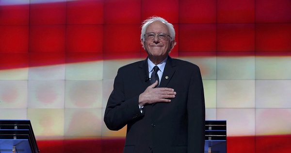 Democratic U.S. presidential candidate Senator Bernie Sanders before the start of a debate at the Brooklyn Navy Yard in New York April 14, 2016