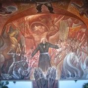 A mural depicting Miguel Hidalgo, a Mexican Catholic priest and a leader of the Mexican War of Independence.