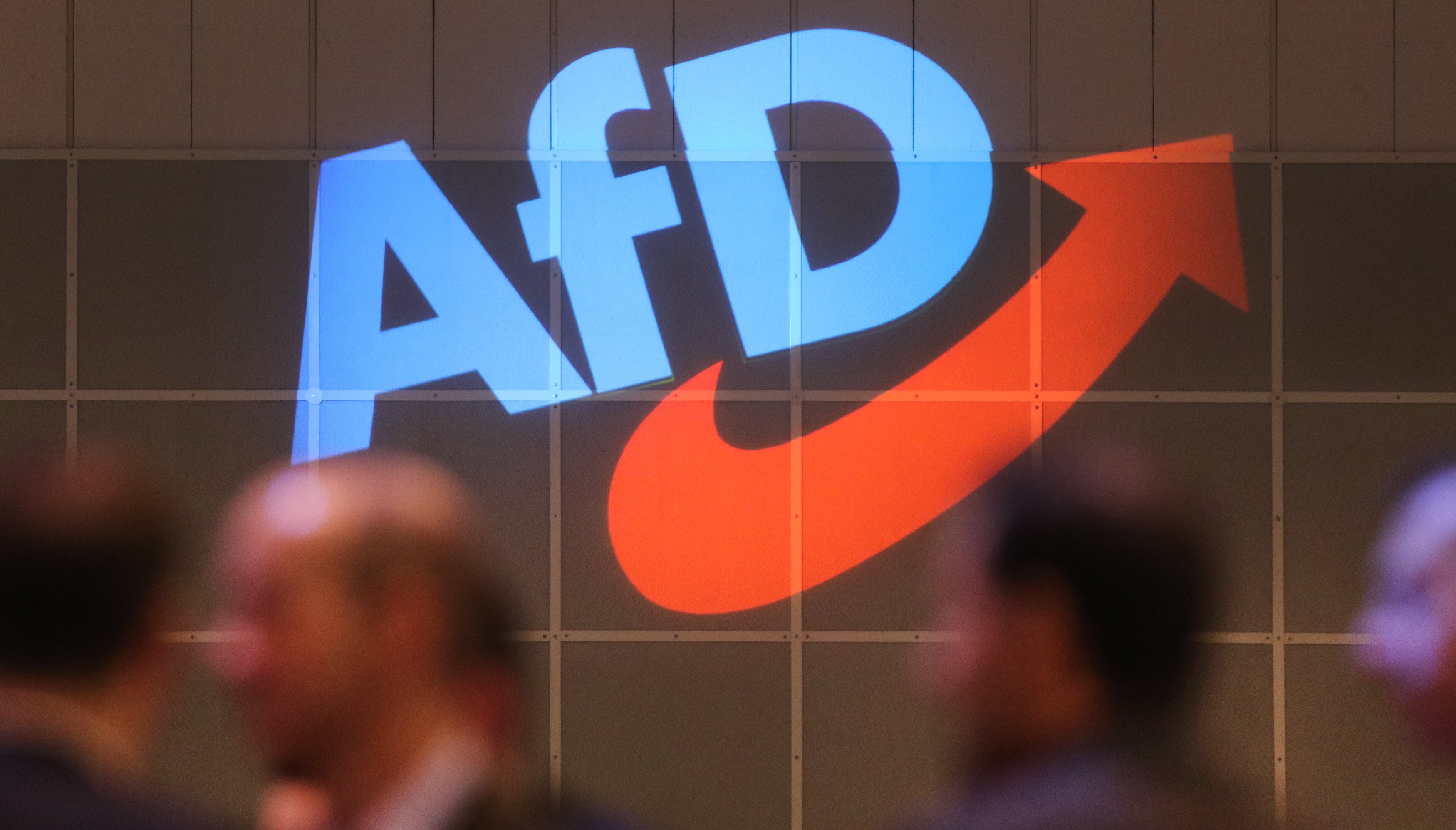 An AfD logo during the German right-wing populist 'Alternative for Germany' party convention in Hanover, Germany, December 2017.