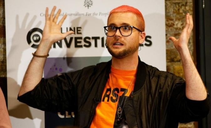 Christopher Wylie, a former Cambridge Analytica employee, speaks at the Frontline Club in London, Britain.
