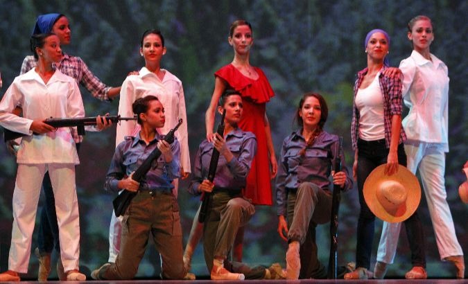 Members of the Ballet Nacional de Cuba perform in honor of revolutionary leader Vilma Espin.