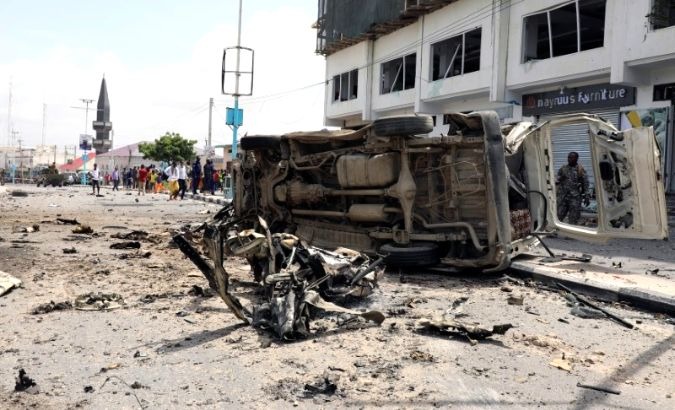 A car loaded with explosives detonated near the entrance of the Somali ministry.