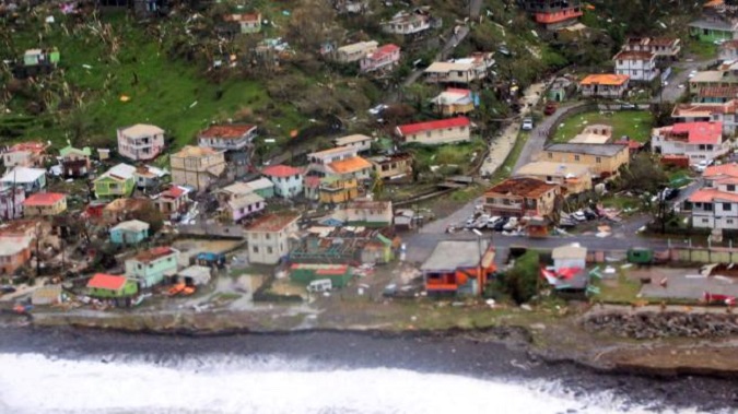 Damaged homes from Hurricane Maria are shown in this aerial photo over the island of Dominica, September 19, 2017.
