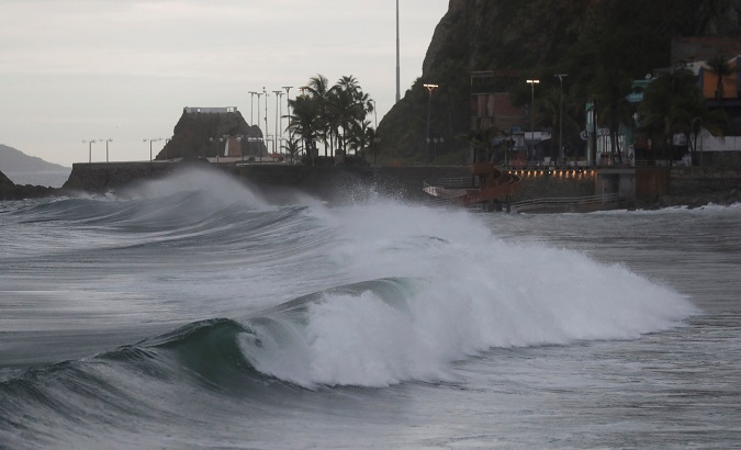 A general view shows the sea along the Mazatlan coast as Hurricane Willa approaches the Pacific beach resort, Mexico Oct. 23, 2018.