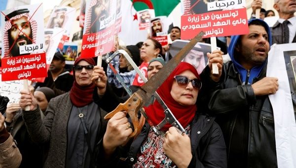 Protesters in Tunisia called the crown prince a 