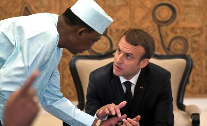 Sahel nation Chad's President Idriss Deby Itno (L) pictured with France President Emmanuel Macron