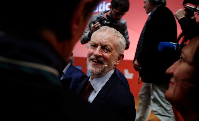 British opposition leader Jeremy Corbyn is seen after his speech at the Party of European Socialists annual meeting in Lisbon, Portugal, Dec. 7, 2018.