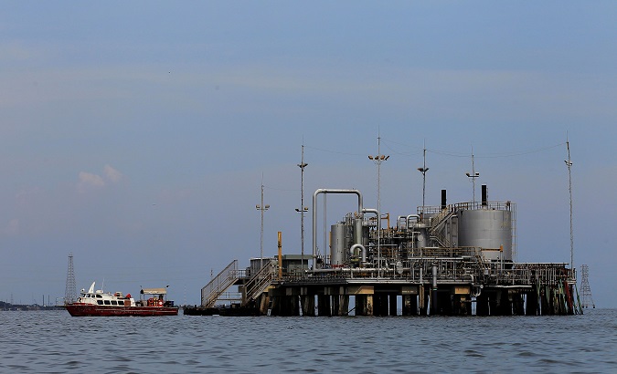 Oil facilities on Lake Maracaibo in Lagunillas, Venezuela on May 24, 2018.
