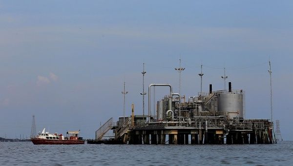 Oil facilities on Lake Maracaibo in Lagunillas, Venezuela on May 24, 2018.