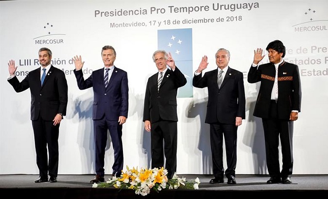 Presidents of Paraguay, Argentina, Uruguay, Brazil, and Bolivia meet for Mercosur Summit.