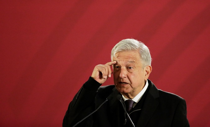 Mexico's President Andres Manuel Lopez Obrador at a news conference at National Palace in Mexico City, December 26, 2018.