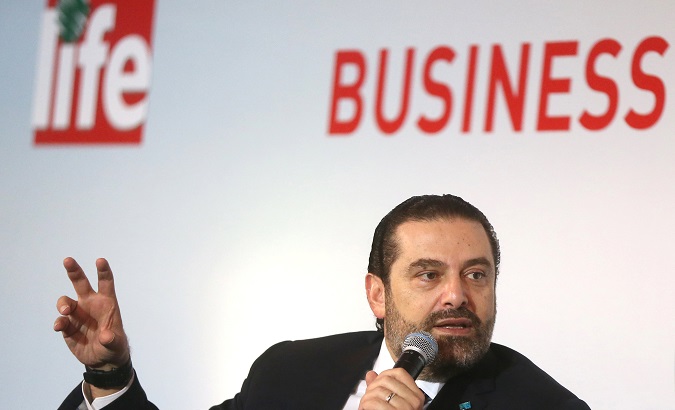 Lebanese Prime Minister-designate Saad al-Hariri gestures as he speaks during a conference in Beirut, Lebanon, December 21, 2018.