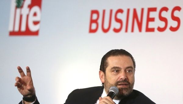 Lebanese Prime Minister-designate Saad al-Hariri gestures as he speaks during a conference in Beirut, Lebanon, December 21, 2018.