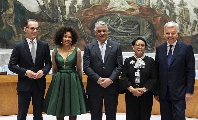 Non-permanent members of the Security Council (L to R): Germany, South Africa, Dominican Republic, Indonesia and Belgium.