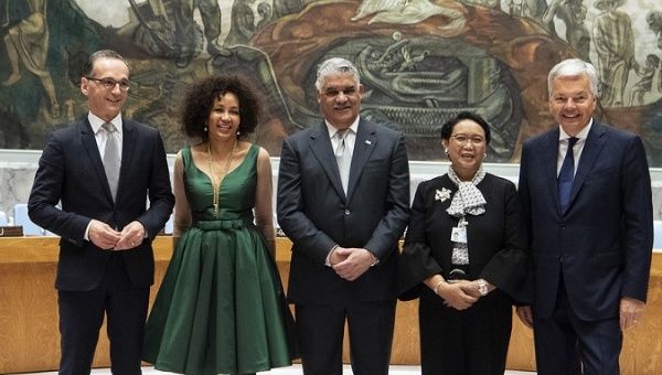 Non-permanent members of the Security Council (L to R): Germany, South Africa, Dominican Republic, Indonesia and Belgium.