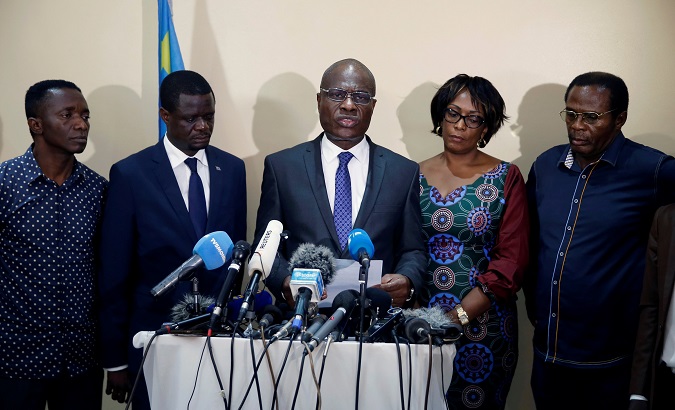Martin Fayulu, Congolese opposition presidential candidate, during a press conference in Kinshasa, Congo, Jan. 8, 2019.