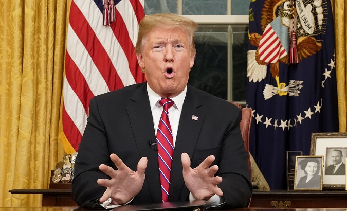 President Donald Trump delivers a televised address to the Nation from the White House in Washington, U.S., Jan. 8, 2019.
