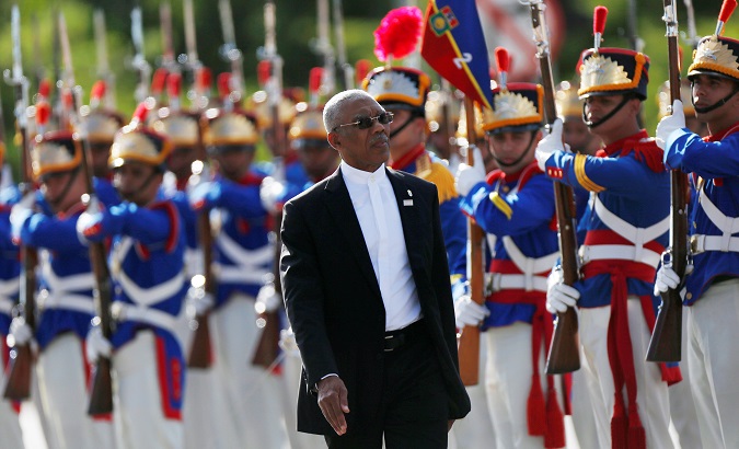 Guyana's President David Arthur Granger at the Mercosur trade bloc annual summit in Brazil, December, 2017.