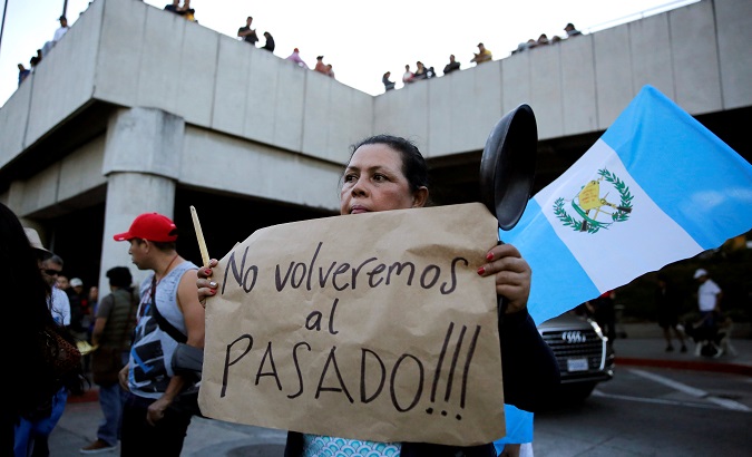 A protest in support of the UN anti-corruption commission in Guatemala, January 6, 2019.