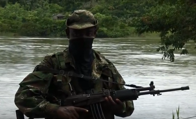 A ELN rebel in an unspecified location in Colombia.