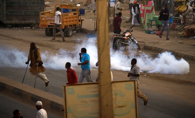 A tear gas canister fired to disperse anti-government protests in Khartoum, Sudan Jan. 15, 2019.