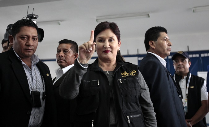 Former Attorney General Thelma Aldana voting in the  second round of the 2015 elections in which Jimmy Morales became president. Oct. 25, 2015.
