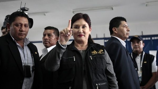 Former Attorney General Thelma Aldana voting in the  second round of the 2015 elections in which Jimmy Morales became president. Oct. 25, 2015.