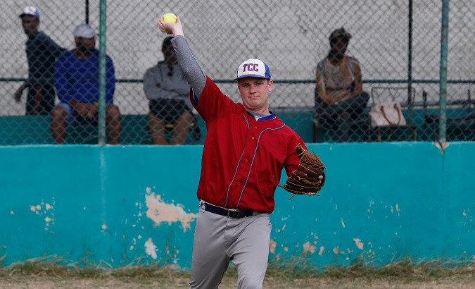 Matthew McLaughlin lines up with his team in Havana, Cuba, Jan. 16, 2019.