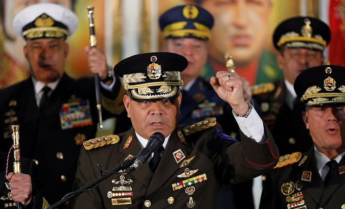 Venezuela's Defense Minister Vladimir Padrino Lopez holds a news conference in Caracas, Venezuela Jan. 24, 2019.