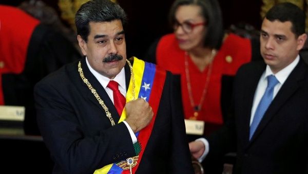 Venezuela's President Nicolas Maduro gestures during a ceremony to mark the opening of the judicial year at the Supreme Court of Justice (TSJ), in Caracas, Venezuela, January 24, 2019.