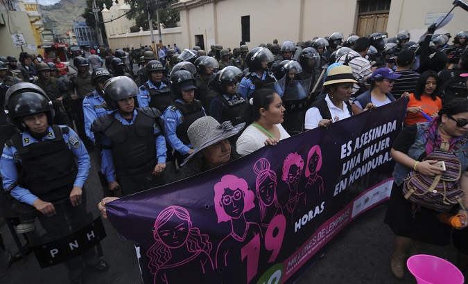 Organizations commemorating Honduran Women's Day in Tegucigalpa, Honduras, Jan. 25, 2018.