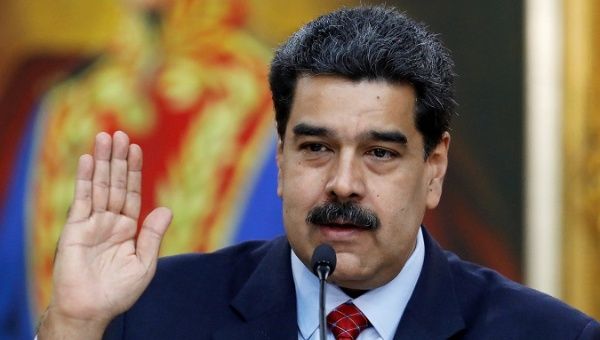 Venezuela's President Nicolas Maduro holds a news conference in Caracas.