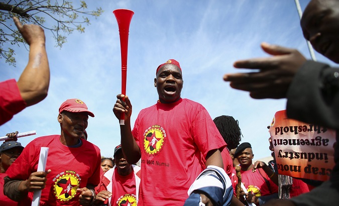 NUMSA participating in a march during a national strike South Africa, Sep 2013