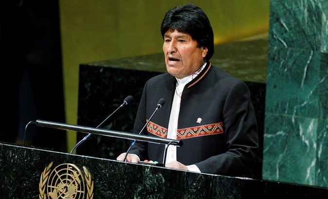 Bolivian President Evo Morales speaking at the U.N. General Assembly. Feb. 1, 2019.