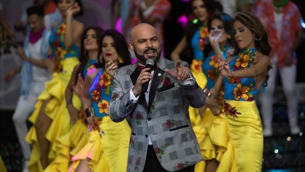 Omar Enrique singing at the Miss Venezuela pageant, Caracas, Venezuela, Dec. 13, 2018.