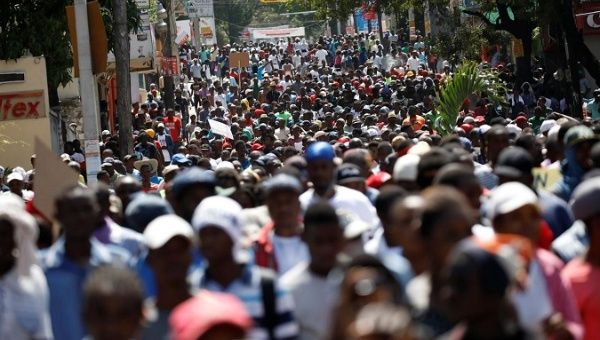 People take to the street to protest against tax hikes, in Port-au-Prince, Haiti September 20, 2017. 