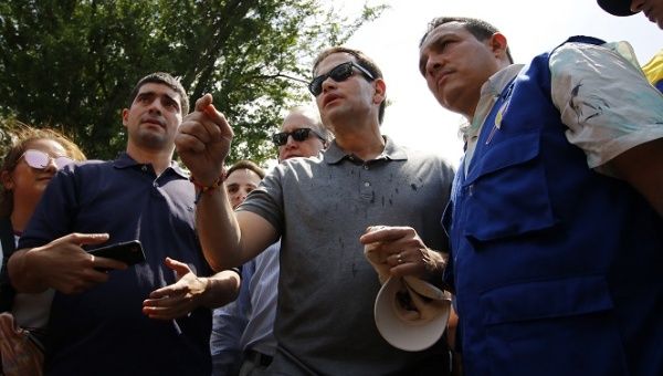 Marco Rubio visits Cucuta Colombia on the border with Venezuela.
