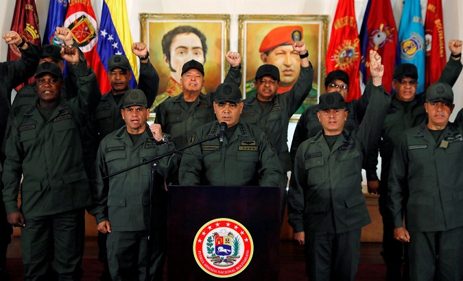 Venezuela's Defense Minister Vladimir Padrino Lopez attends a news conference in Caracas, Venezuela, Feb. 19, 2019. REUTERS