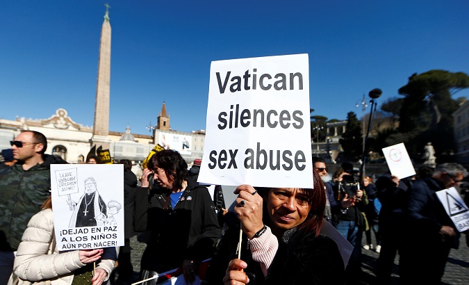 People at the 'March for Zero Tolerance' in Rome, Italy, Feb. 23, 2019.