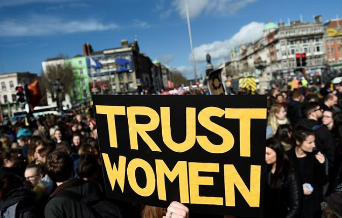 Pro-abortion campaigners demand less restrictive abortion laws, in Dublin, Ireland Mar. 8, 2017.