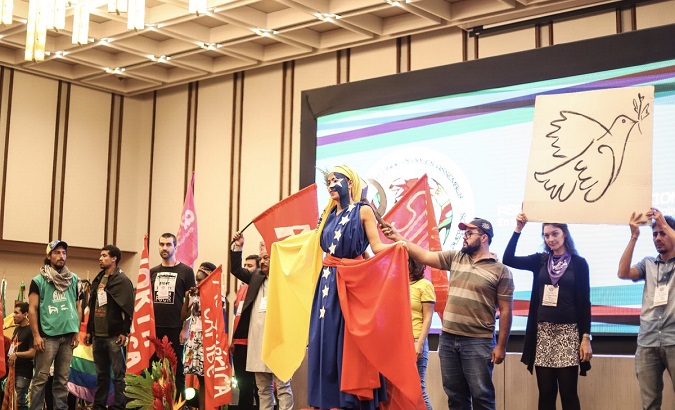 Opening ceremony of the International Peoples' Assembly in Solidarity with the Bolivarian Revolution and Against Imperialism in Caracas, Venezuela, Feb. 24, 2019.