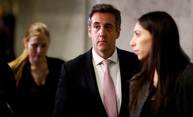 Former Trump personal attorney Michael Cohen departs after testifying behind closed doors before the Senate Intelligence Committee on Capitol Hill in Washington, U.S., Feb. 26, 2019.