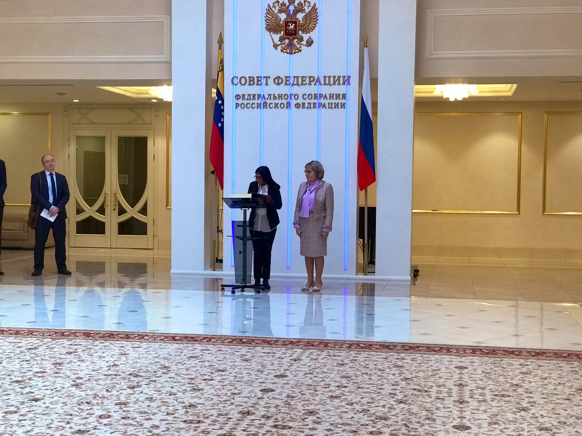 Venezuelan Vice President Delcy Rodrigues meets Russian Senate President