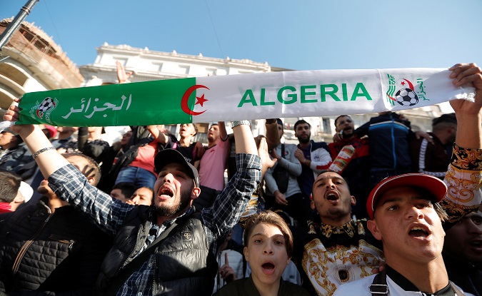 People protest against President Abdelaziz Bouteflika's plan to extend his 20-year rule by seeking a fifth term in April elections, in Algiers downtown, Algeria, March 3, 2019.