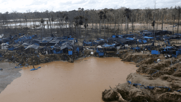 Illegal gold mining camp in a zone known as Mega 14, in Madre de Dios, July 14, 2015.