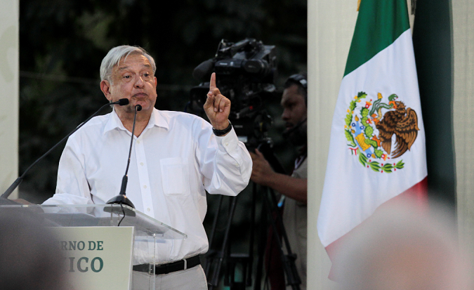 Mexico's President Andres Manuel Lopez Obrador (AMLO) during an event in the Mexican state of Sinaloa, Mexico February 15, 2019.