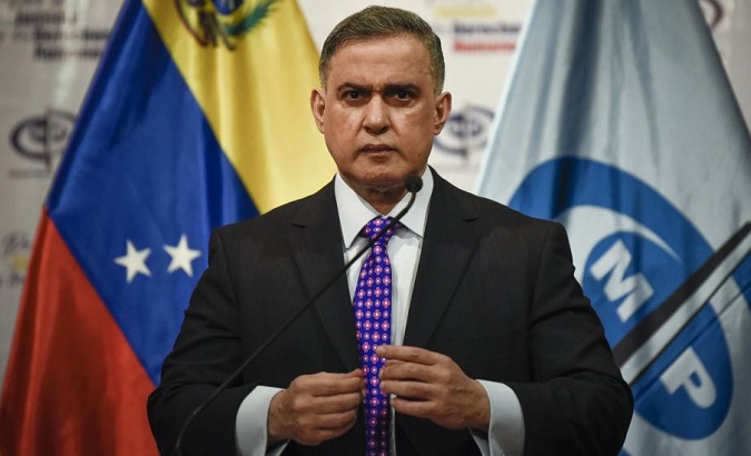 Venezuela’s Attorney General Tareck William Saab speaks during a press conference.
