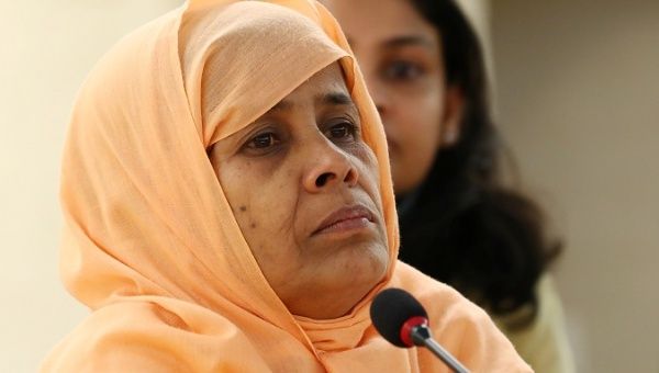 Hamida Khatun of Shanti Mohila (Peace Women) attends a debate on Myanmar the Human Rights Council at the United Nations in Geneva, Switzerland, March 11, 2019. 