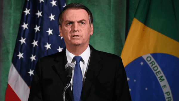  Brazilian President Jair Bolsonaro in a forum to discuss relations and future cooperation in Washington, U.S. March 18, 2019