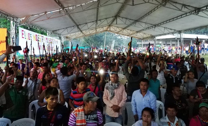 Cauca Valley Indigenous peoples get ready for the National Dialogue in La Delfina, Colombia, March 28, 2019.